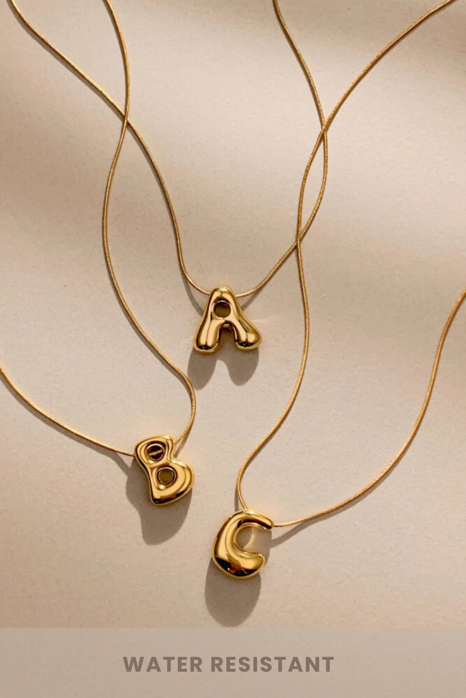 Halsketting met bubbelvormige initialen (roestvrij staal)